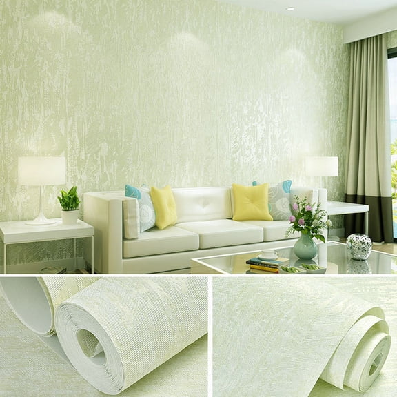 Zhuge 1 Roll 31 ft×21 in Embossed Textured Non-Adhesive Wallpaper, Durable Traditional Paper Wall Covering for Bedroom, Kitchen & Living Room (Not Peel and Stick), Light Green A