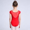 thumbnail image 6 of MKOSPLRT Ballet Leotards for Girls and Toddlers Short Sleeve Mesh Hollow Out Gymnastics Bodysuit Classic Dance Outfits Tights Red 9-10 Years, 6 of 7