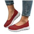 thumbnail image 5 of Women's Low Top Mesh Walking Tennis Shoes Lightweight Wedge Platform Non Slip Soft Sole Casual Sneakers Red Size 6.5, 5 of 6