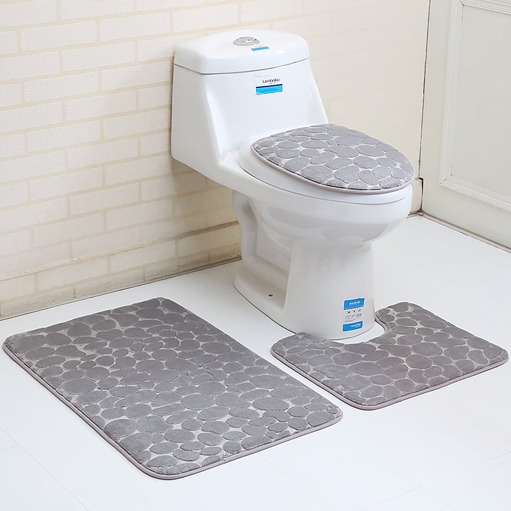 Bath Mats Set Super Mario 3PCS Bathroom Non Slip Pedestal Rug Lid Toilet Cover