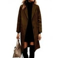 thumbnail image 6 of Women's Notch Lapel Coat, Single Breasted Long Jacket, Relaxed Fit Trench Coat, Casual Open Front Overcoat, Elegant Loose Fit Fall Winter Outerwear Brown XL, 6 of 9