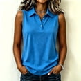 thumbnail image 2 of Basic Tank Tops for Women Soild Loose Fit Sleeveless Shirt Button V Neck Polo Shirts Summer Collard Tops, 2 of 5