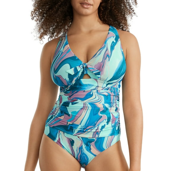 Tie Front Underwire One-Piece Swimsuit