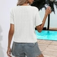thumbnail image 4 of ZyeKqe Womens Short Sleeve Sweaters Crewneck Pullover Knit Tops Crochet Hollow out Shirts T Shirts Blouses, 4 of 4