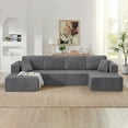 thumbnail image 3 of Demi Bonn 132" U-Shaped Modular Sectional Sofa, Modern Corduroy Couch for Living Room & Bedroom, Minimalist Comfy Sleeper Sofa, Gray, 3 of 10