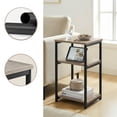 thumbnail image 5 of LEDREM Small End Table with 3-Tier Storage, Industrial Tall Nightstand for Living Room, Bedroom, Office, Greige and Classic Black, 5 of 7