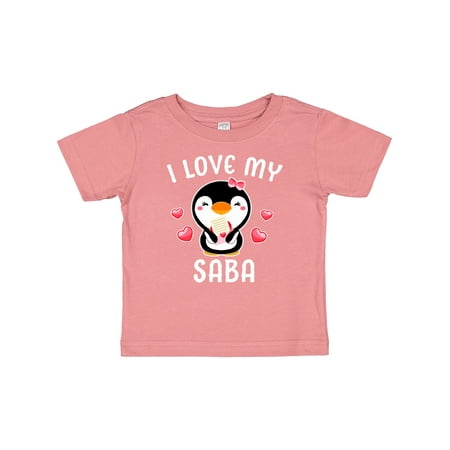 

Inktastic I Love My Saba with Cute Penguin and Hearts Gift Baby Girl T-Shirt