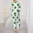 thumbnail image 3 of Pajama Sets for Women 2 Pcs, Green abstract flower Button Down Long Sleeve Sleepwear Lounge PJ Sets, 3 of 6