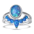 thumbnail image 3 of Blue Opal Bridal Wedding Engagement Ring Set for Women (Size 6), 3 of 6