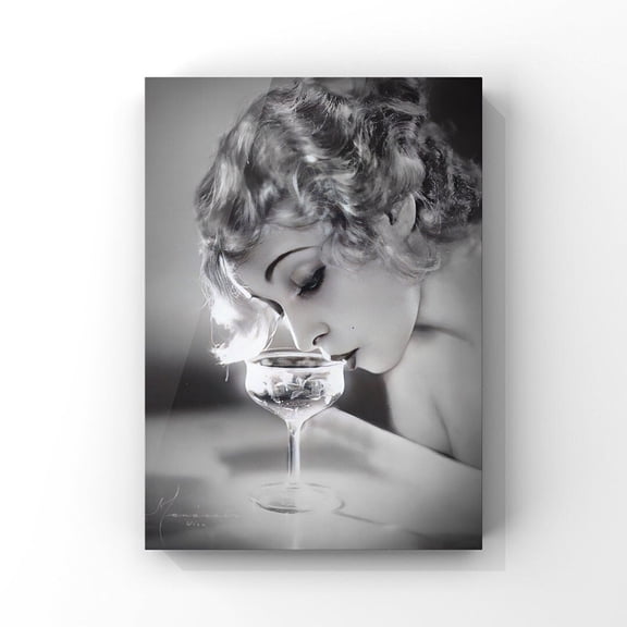 Vintage 1920S Flapper Sipping Champagne Photo, Manassã© Studio, Roaring 20S Era Classic Glamour Photograph, Art Deco Wall Art Print 2084 UNFRAMED Poster, 8x12