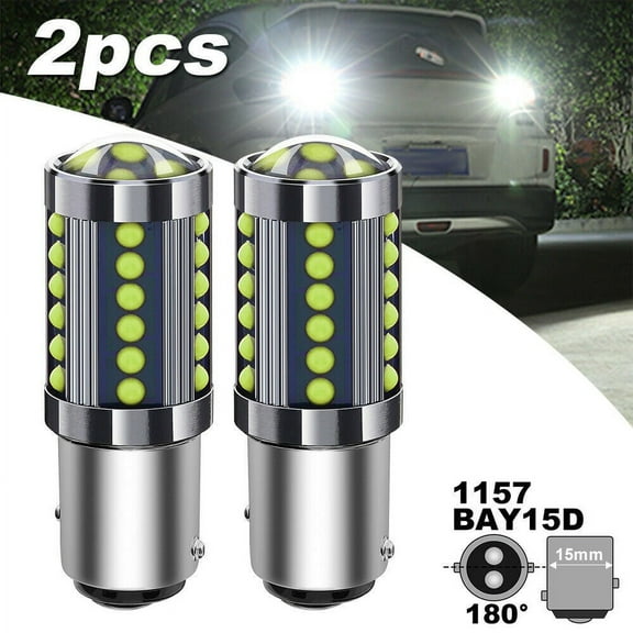 2x White 1157 BAY15D COB LED Bulb Super Bright Car Brake Reverse Light Tail Lamp