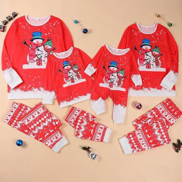 2023 New Family Christmas Mom Dad Kids Matching Pajamas Set Baby Romper Cotton Soft 2 Pieces Suit Sleepwear Xmas Family Look