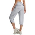 thumbnail image 6 of Women's Capri Pants with Pockets Lightweight Quick Dry Water Resistant Hiking Travel Summer Pants for Outdoor Light Gray 2XL, 6 of 6