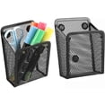 thumbnail image 1 of Magnetic Pencil Holder, 2 Compartments Mesh Stainless Steel Pen Basket, Metal Writing Utensil Storage Organizer for Whiteboard,Blackboard,Kitchen, or Office Levamdar CZBG-XM38-2, 1 of 5