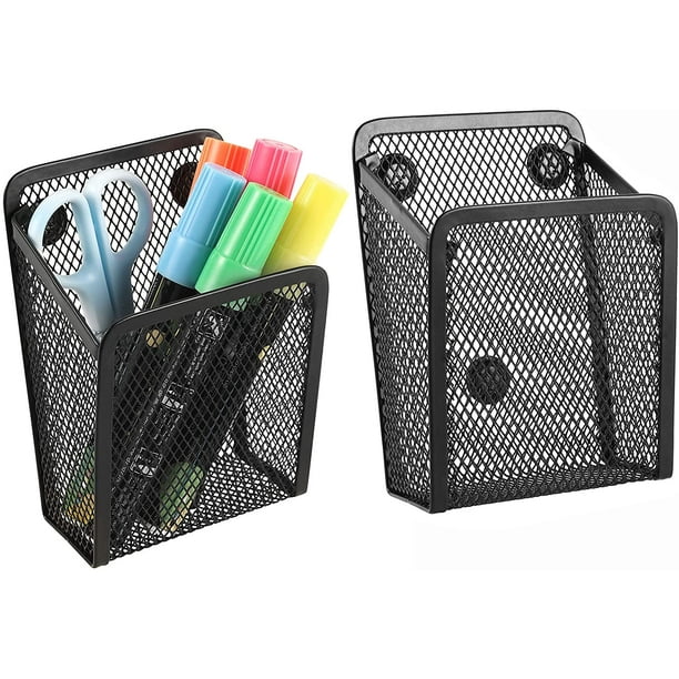 Pencil Holder, 2 Compartments Mesh Stainless Steel Pen Basket