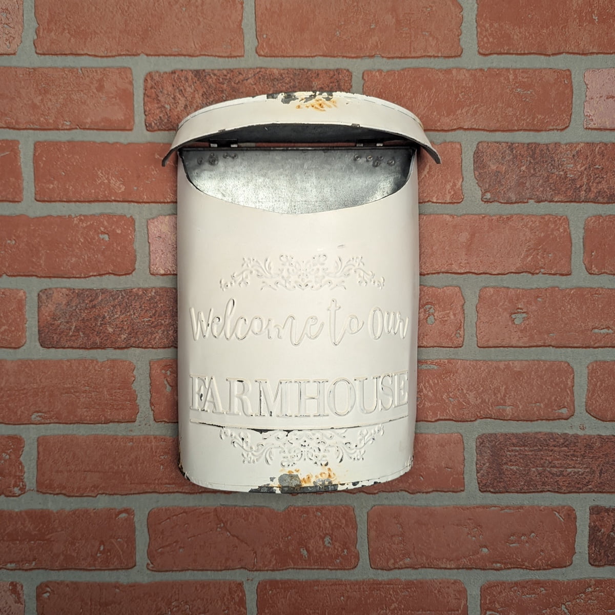 Rustic White Metal Wall Mount Farmhouse Mailbox Outside House Mail Box Front Porch Home Decor
