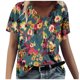 thumbnail image 1 of Tops Florales para las Mujeres, Casual V-Cuello Camiseta de Manga Corta Blusa de Moda Hecha de Estante de Imitación para Toda la Temporada de Uso Diario, Tops Cortos para las Mujeres, 1 of 4