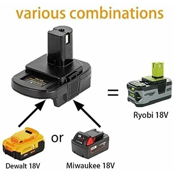 For DEWALT or Milwaukee Converter 20V to RYOBI 18V Battery Adapter