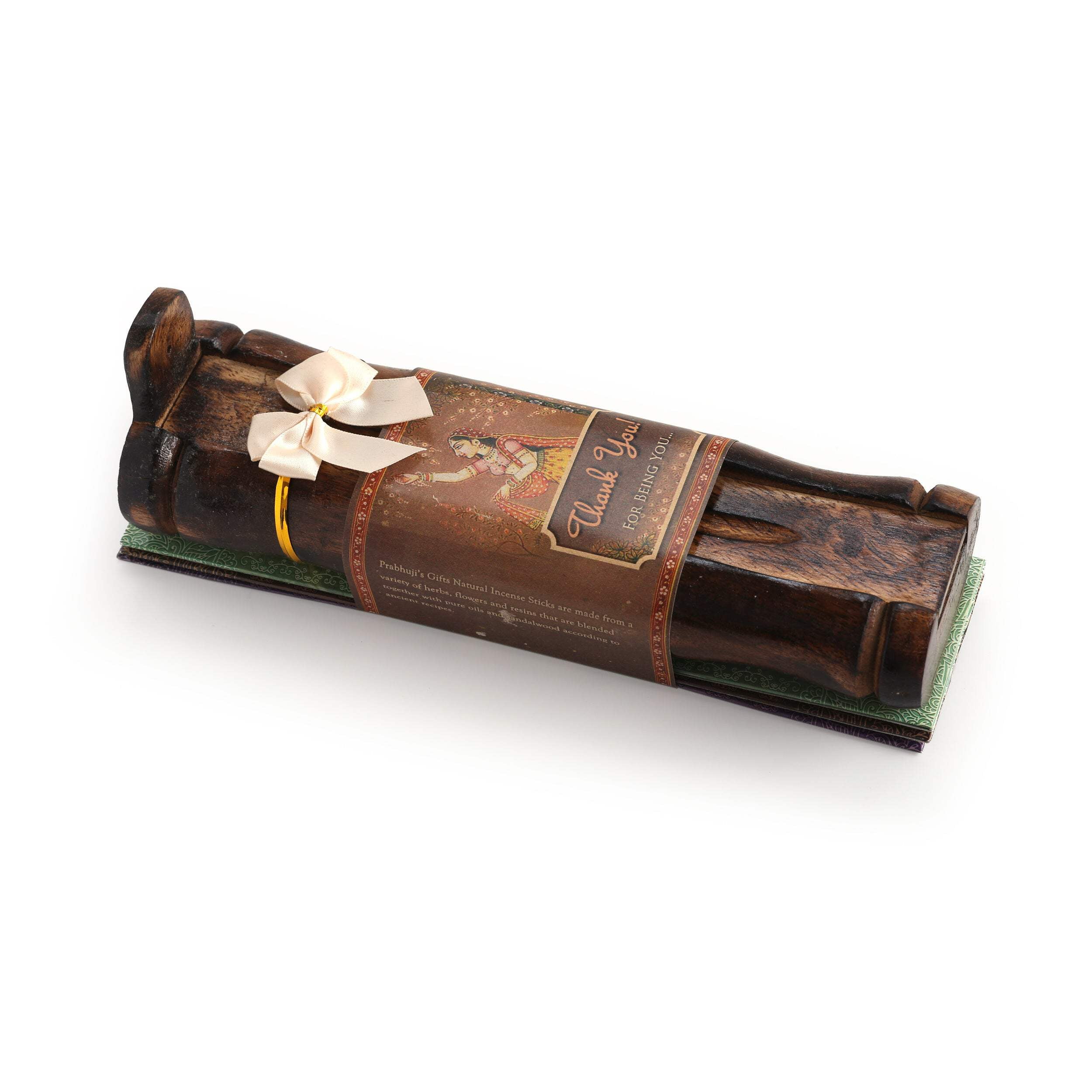 Incense Gift Set - Bamboo Burner + 3 Harmony Incense Sticks Packs & Love Greeting - Rest in you