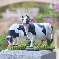 Cute Decorative Resin Cow Figurine - Vintage Animal Farm Ornament - Garden Home Decor