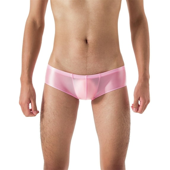 SEMIMAY Mens Crotch Seamless Glossy Silky High Elastic Plus Size Mens Briefs Underwear Transparent.