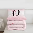 thumbnail image 5 of jejeloiu Black Initial O Full Size Comforter Sets For Girls,Pink Ribbon Bowknot Bedding Sets,Pink Reversible,3pcs, 5 of 7