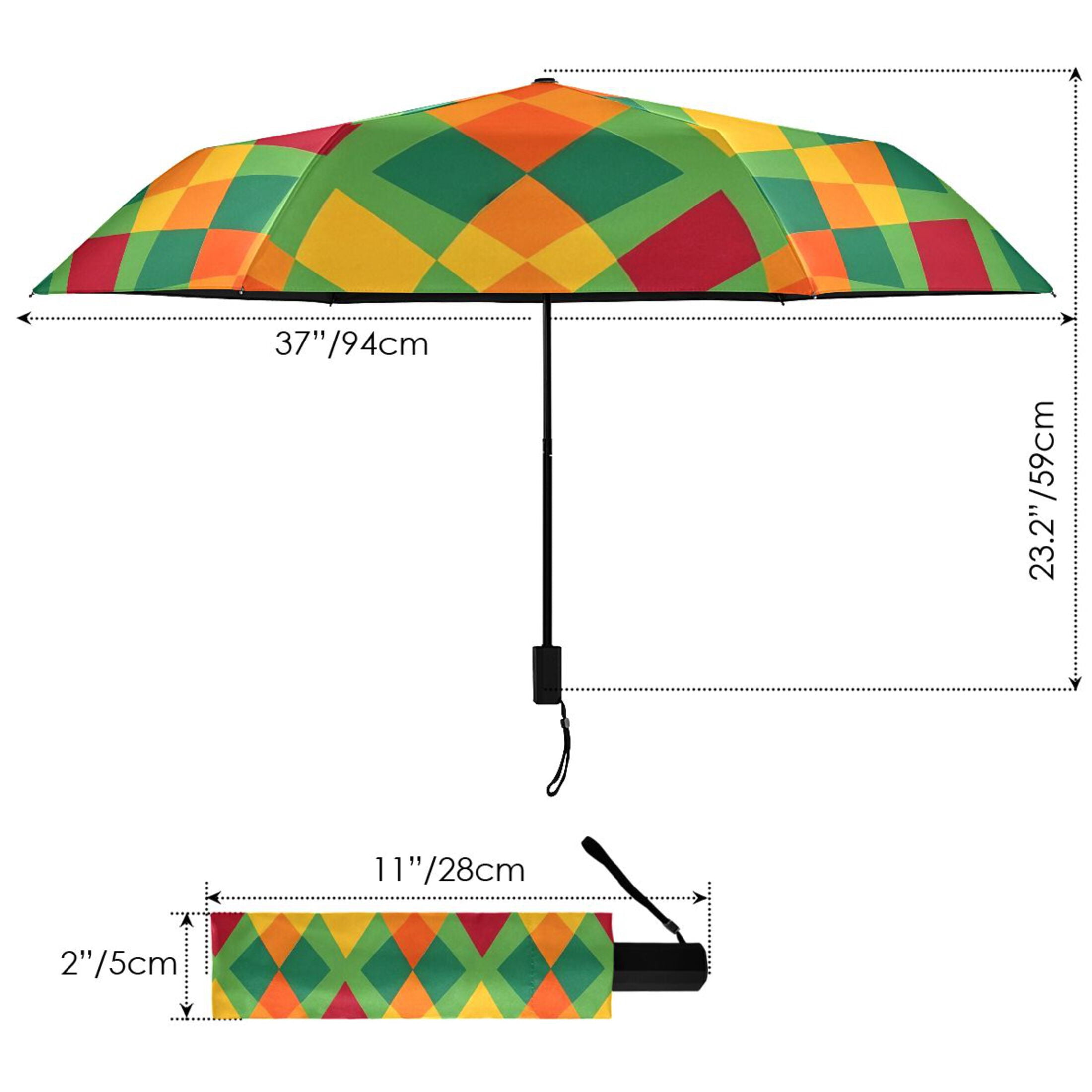 ALAZA Art Checkered Grid UPF 50+ Compact Folding Umbrella for Rain Travel Umbrella Packable