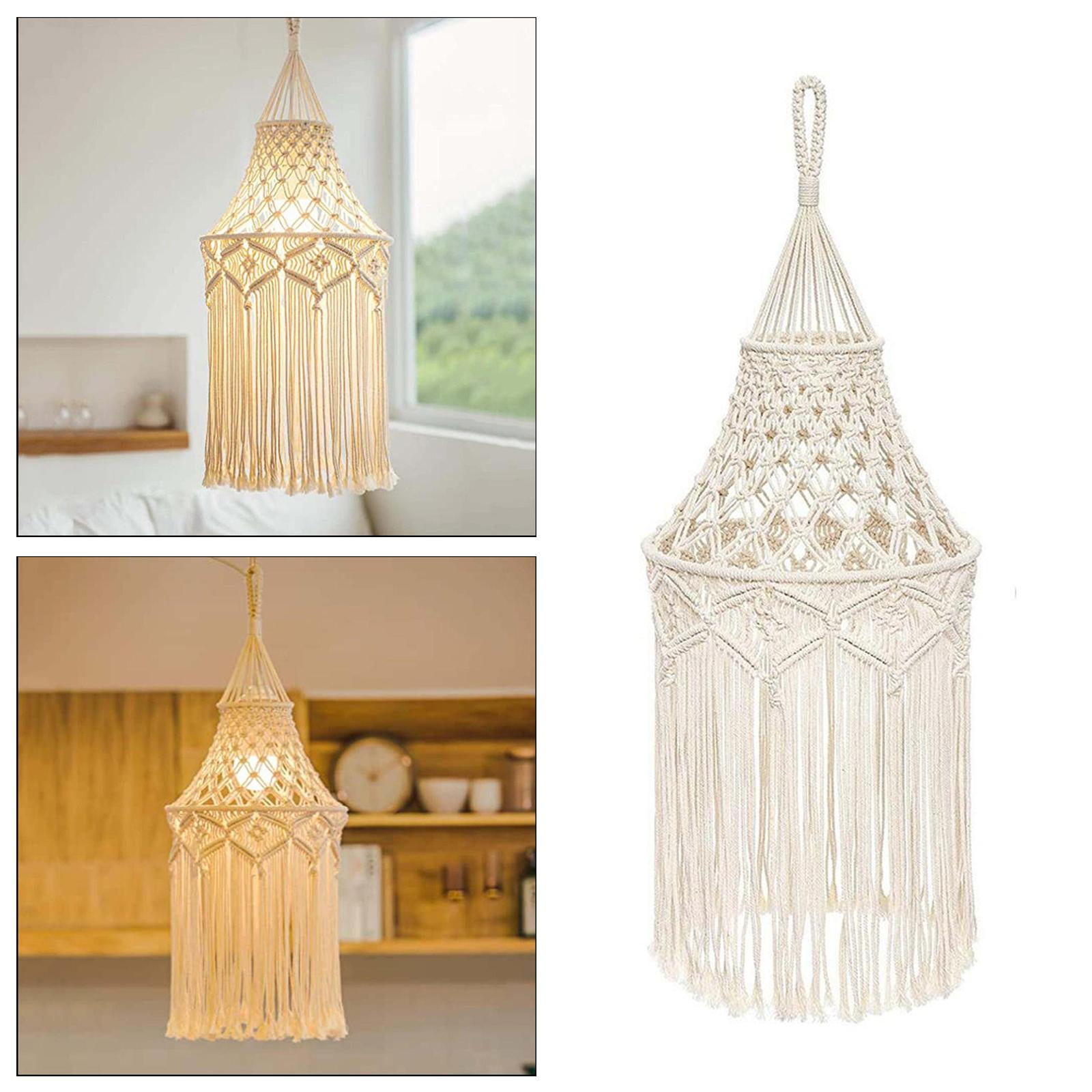 WLPZXP Handmade Macrame Light Shade Chandeliers Hanging Lamp Cover Home Boho Chic Decor
