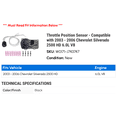 thumbnail image 2 of Throttle Position Sensor - Compatible with 2003 - 2006 Chevy Silverado 2500 HD 6.0L V8 2004 2005, 2 of 2