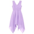 thumbnail image 5 of Linjinx Kids Flower Girls Chiffon V Back Wedding Bridesmaid Dress Asymmetric Hem Pleated Waist Lavender 12, 5 of 7
