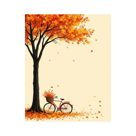 Paint by Numbers Kit for Adults, Bicycle Autumn Tree Leaves Illustration Paint by Numbers, Easy Paint by Numbers Kit for Adults Beginner, DIY Adult Paint by Number Kits on Canvas, 12x16in Home Decor
