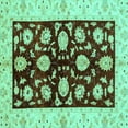 thumbnail image 1 of Ahgly Company Machine Washable Indoor Square Oriental Turquoise Blue Traditional Area Rugs, 6' Square, 1 of 4