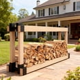 thumbnail image 3 of Amagabeli 2 Bases×2pack Firewood Rack Brackets Outdoor Heavy Fireplace Wood Storage Holder Kit Adjustable to Any Length Height Fireplace Lumber Wood Rack Pile Stacker Steel Black, 3 of 9