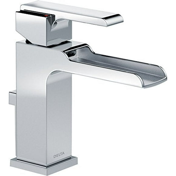Delta Faucet Ara Single Hole Bathroom Faucet, Single Handle Bathroom Faucet Chrome, Waterfall Faucet, Metal Drain Assembly, Chrome 568LF-MPU