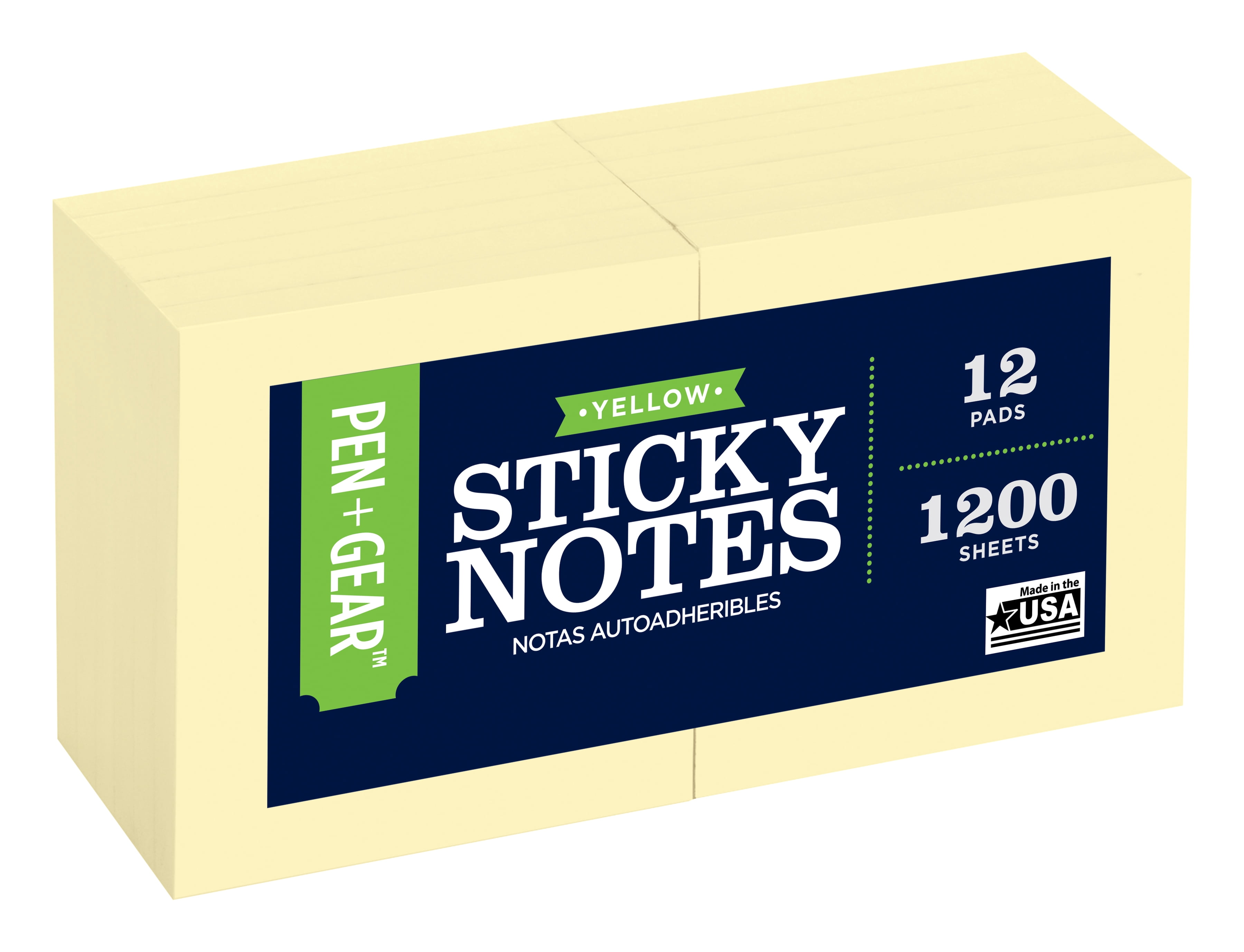 Pen + Gear Sticky Notes, Yellow, 3 inches X 3 inches, 12 Pads, 1200 sheets