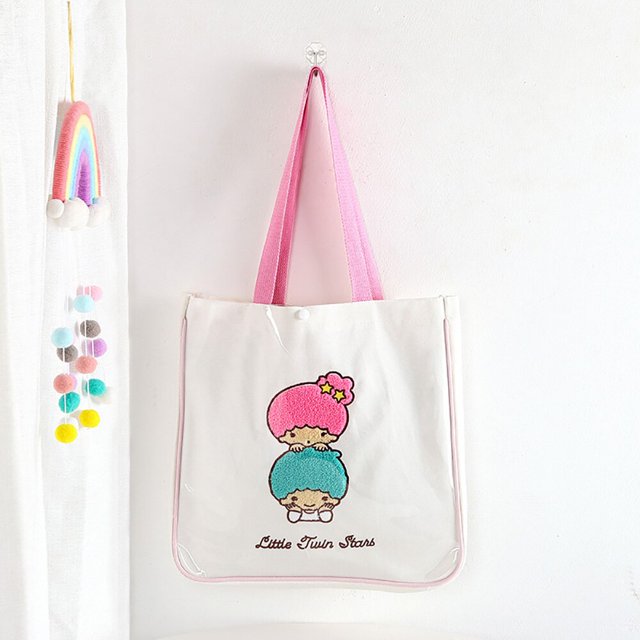 Sanrio-Bolso de lona con diseño de dibujos animados para mujer, bolsa de mano de estilo informal, resistente al agua, con diseño de Hellokitty