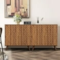 thumbnail image 5 of PHOYAL Buffet Sideboard Storage Cabinet with 3D Geometric Design, Freestanding Floor Cabinet with 2 Doors & Adjustable Interior Shelves for Living Room Dining Room Hallway, black, 5 of 6