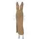 thumbnail image 4 of Vestido Dividido De Damas Vestido ajustado de noche para mujer Vestido sin espalda sexy con escote en V profundo (Caqui S) Cgtredaw para Mujer Caqui T M, 4 of 9