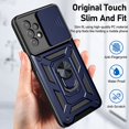 thumbnail image 7 of Rugged Case for Samsung Galaxy A32 5G Shockproof Phone Case with Camera Lens Slide Cover and Ring Holder Kickstand, Support Magnet Car Mount, Military Grade Heavy Duty Protection Cover, Blue, 7 of 7