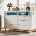 thumbnail image 5 of UBesGoo Fluted 6 Drawer Dresser with LED Lights, Modern Chest of Drawers Wood Dresser TV Stand, Double Dresser for Bedroom, Living Room, Hallway, 5 of 7