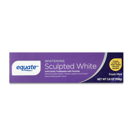 Equate Whitening Sculpted White Toothpaste, Fresh Mint, 3.8 oz, Compare to Crest® 3D White® Radiant Mint Active Ingredient