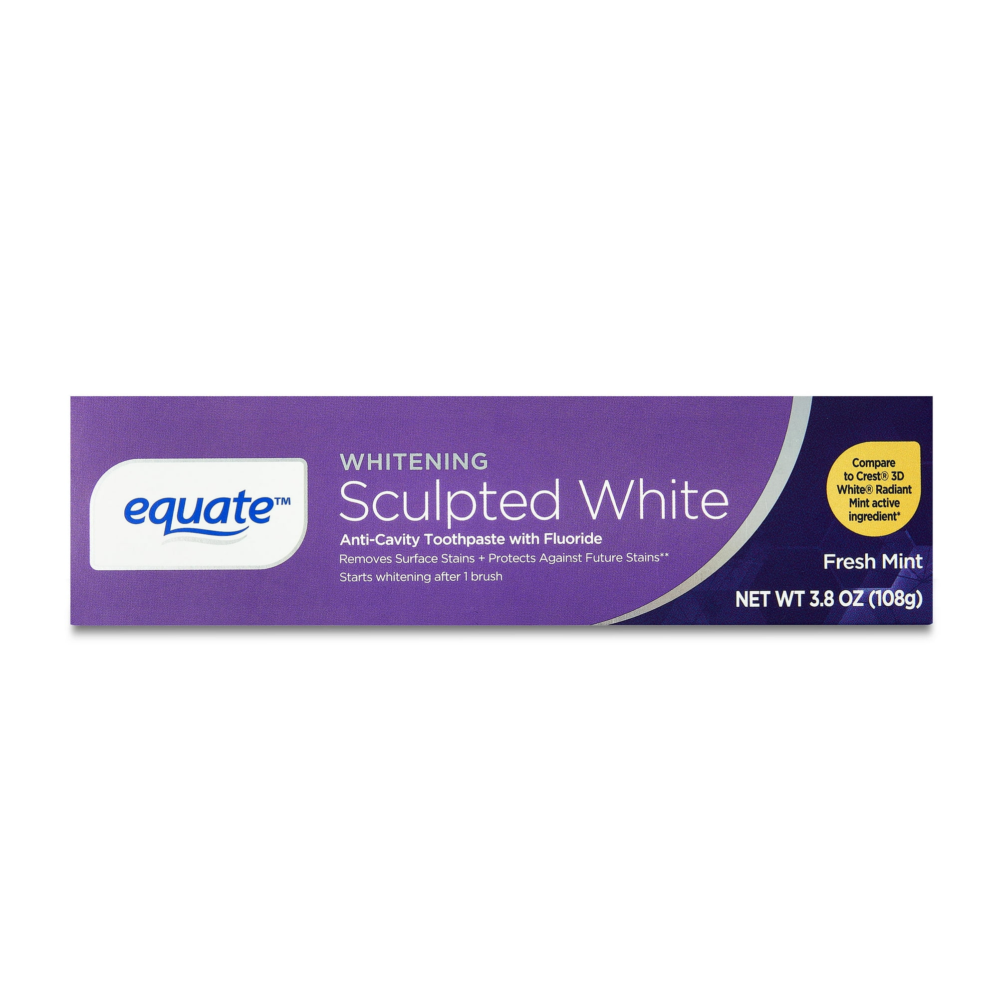 Equate Whitening Sculpted White Toothpaste, Fresh Mint, 3.8 oz