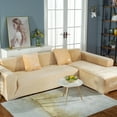 thumbnail image 4 of TOPCHANCES L Shape Sofa Covers Stretch 2 Piece Sectional Couch Slipcovers Furniture Protector  3+4 Seater, with 4pcs Pillowcases, Beige, 4 of 11