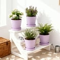 thumbnail image 5 of (4 Pack)BUYMAX Purple Ceramic Plant Pots with Trays, 5 inch - Ready-to-Gift Indoor Planters with Drainage, Elegant Home and Balcony Decor, 5 of 7