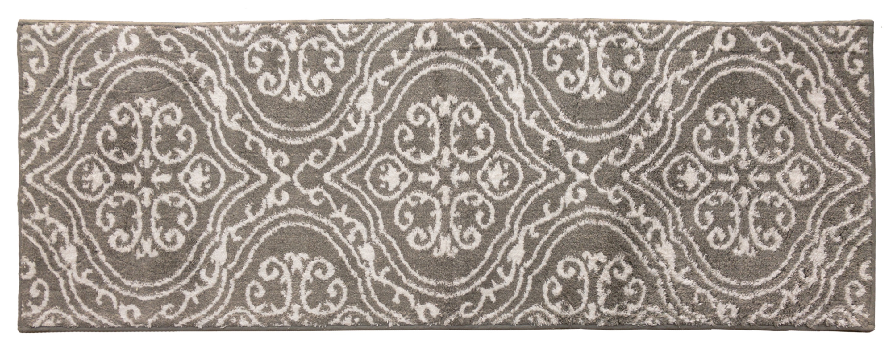 Addy home Medallion Collection 100 % cotton Non-skid Plush Bath Runner, Oversized Bath Rug - Silver Grey, 22" x 60" - image 2 of 3