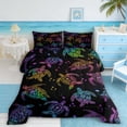 thumbnail image 2 of Manfei Rainbow Sea Turtle Queen Comforter Set for Kids Boys and Girls, Marine Animal Print Bedding Comforter Set, Black Reversible 3pcs, 1 Comforter and 2 Pillowcases, 2 of 6