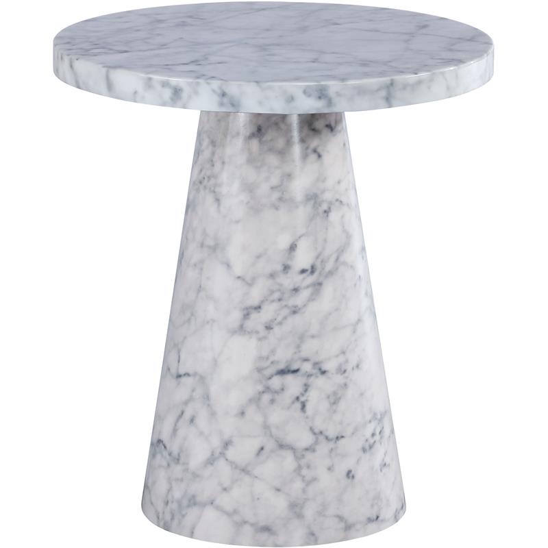 Meridian Furniture Omni White Faux Marble 20" Round End Table