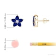 thumbnail image 2 of ANGARA Natural 1.7 Ct V-Prong Set Sapphire & Diamond Flower Stud Earrings in 14K Yellow Gold for Women (Size-4x3mm) | Anniversary, Jewelry Gift for Women | Natural Blue Sapphire Earrings, 2 of 7