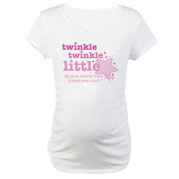 CafePress - Twinkle Twinkle Pink Maternity T Shirt - Cotton Maternity T-shirt, Cute & Funny Pregnancy Tee