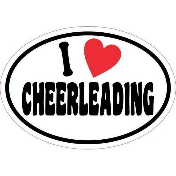 5in x 3.5in Oval I Love Cheerleading Sticker